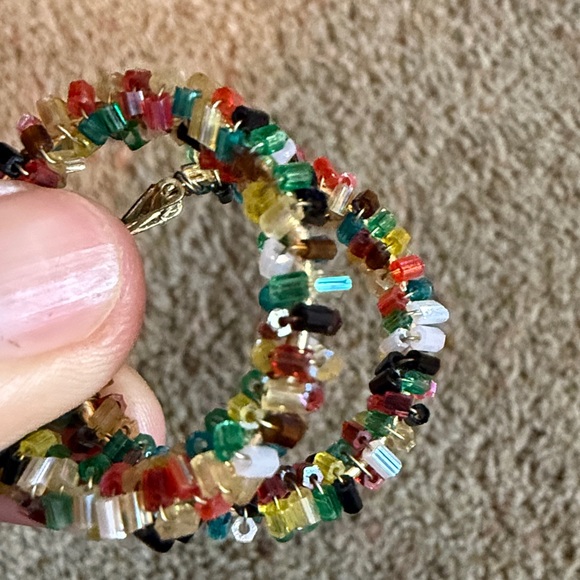 Colorful Beaded Hoop Earrings - Picture 4 of 4